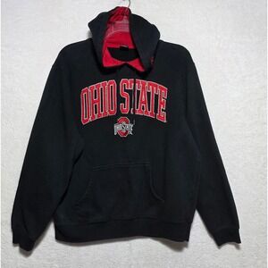 Ohio State Buckeyes Scarlet & Gray Black Embroidered Hoodie Men's XL Go Bucks